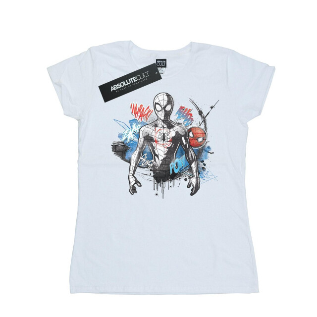 Li-cense Marvel dames spider-man graffiti pose katoenen t-shirt UTBI39704_white large