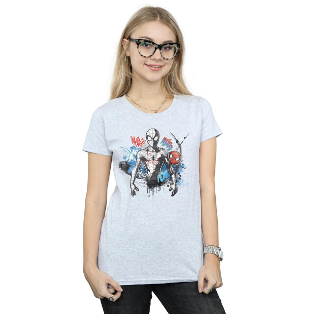 Li-cense Marvel dames spider-man graffiti pose katoenen t-shirt UTBI39704_sportsgrey large