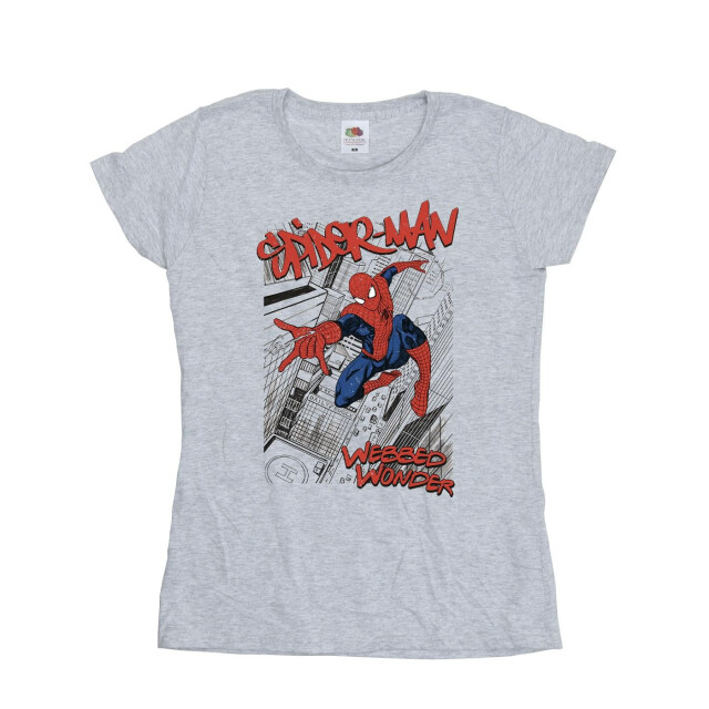 Li-cense Marvel dames spider-man sketch city katoenen t-shirt UTBI39794_sportsgrey large