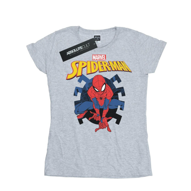 Li-cense Marvel dames spider-man web shooting emblem logo katoenen t-shirt UTBI39705_sportsgrey large