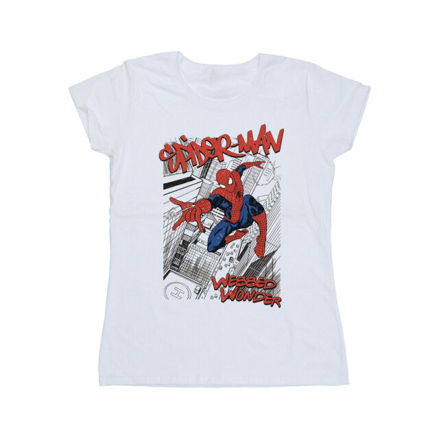 Li-cense Marvel dames spider-man sketch city katoenen t-shirt UTBI39794_white large