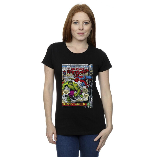 Li-cense Marvel dames spider-man vs hulk cover katoenen t-shirt UTBI39828_black large