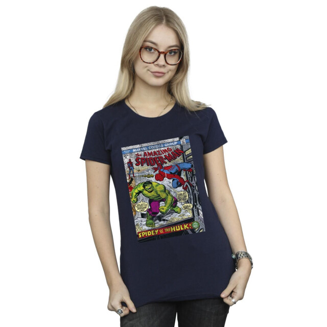 Li-cense Marvel dames spider-man vs hulk cover katoenen t-shirt UTBI39828_navyblue large