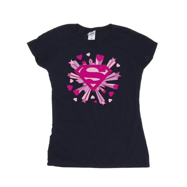 Li-cense Dc comics dames superman roze harten en sterren logo katoenen t-shirt UTBI39569_navyblue large