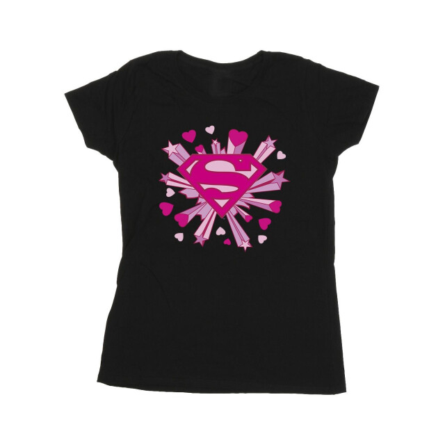 Li-cense Dc comics dames superman roze harten en sterren logo katoenen t-shirt UTBI39569_black large