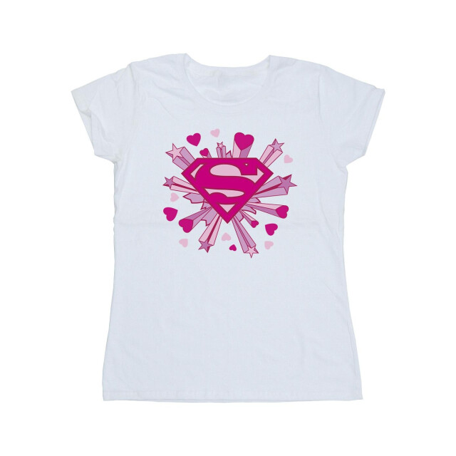 Li-cense Dc comics dames superman roze harten en sterren logo katoenen t-shirt UTBI39569_white large