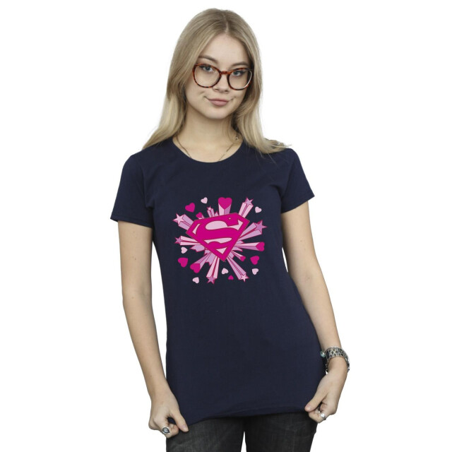 Li-cense Dc comics dames superman roze harten en sterren logo katoenen t-shirt UTBI39569_navyblue large