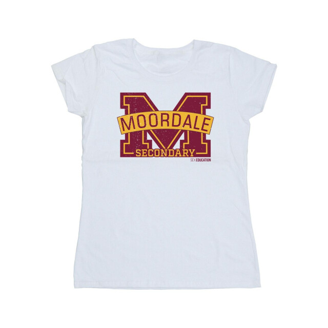 Li-cense Netflix dames seksuele opvoeding moordale gekraakt m logo 2 katoenen t-shirt UTBI39033_white large