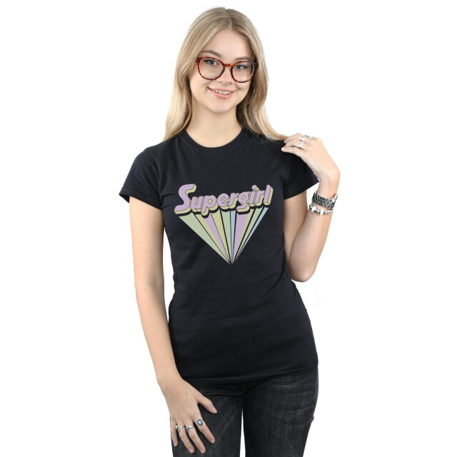 Li-cense Dc comics dames supergirl pastel logo katoenen t-shirt UTBI39157_black large