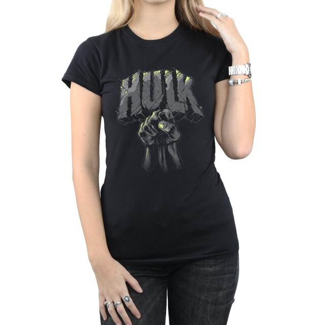 Li-cense Marvel dames hulk punch logo katoenen t-shirt UTBI3794_black large
