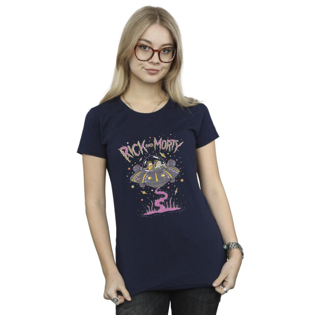Li-cense Rick and morty dames roze ruimteschip katoenen t-shirt UTBI37990_navyblue large