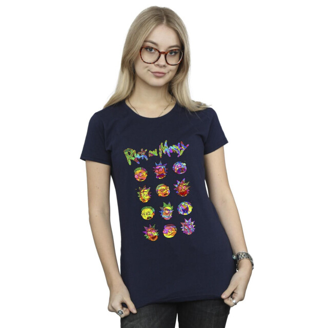 Li-cense Rick and morty dames tie dye gezichten katoenen t-shirt UTBI37991_navyblue large