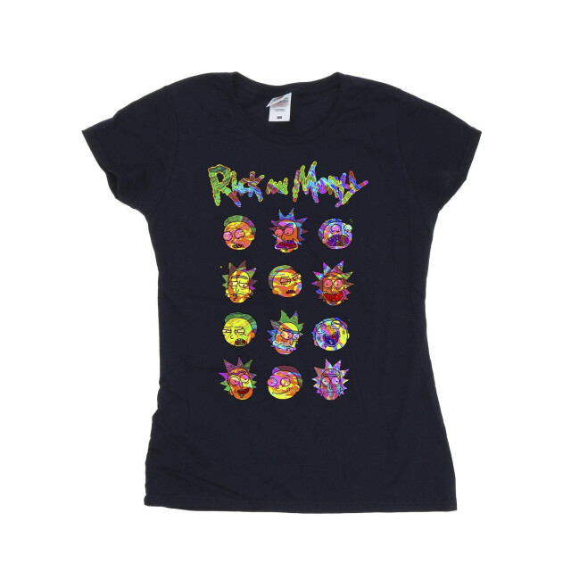 Li-cense Rick and morty dames tie dye gezichten katoenen t-shirt UTBI37991_navyblue large