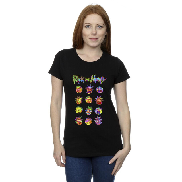 Li-cense Rick and morty dames tie dye gezichten katoenen t-shirt UTBI37991_black large