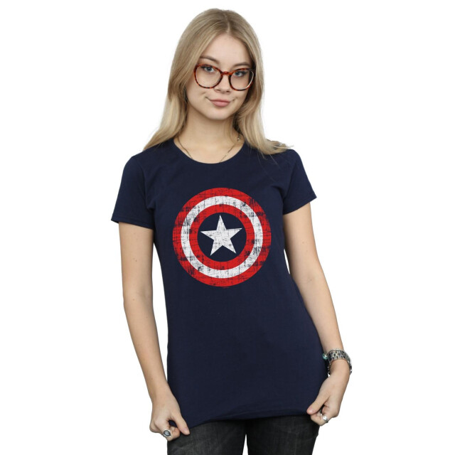 Li-cense Marvel dames avengers captain america gekrast schild katoenen t-shirt UTBI3797_navyblue large