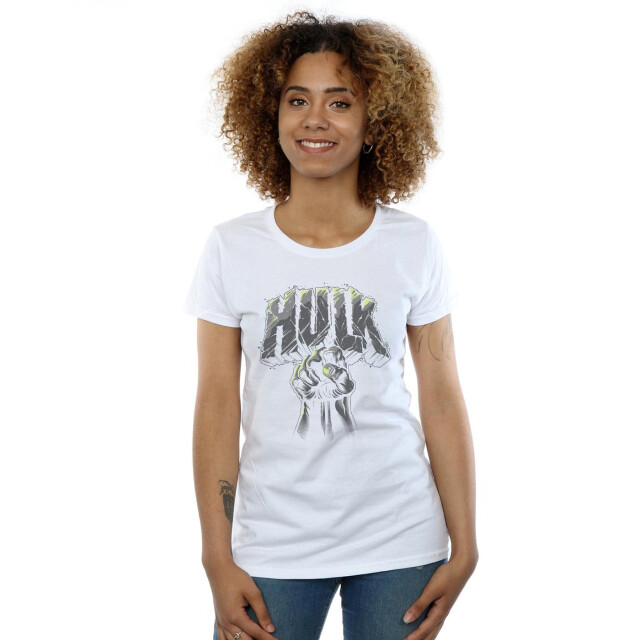 Li-cense Marvel dames hulk punch logo katoenen t-shirt UTBI3794_white large