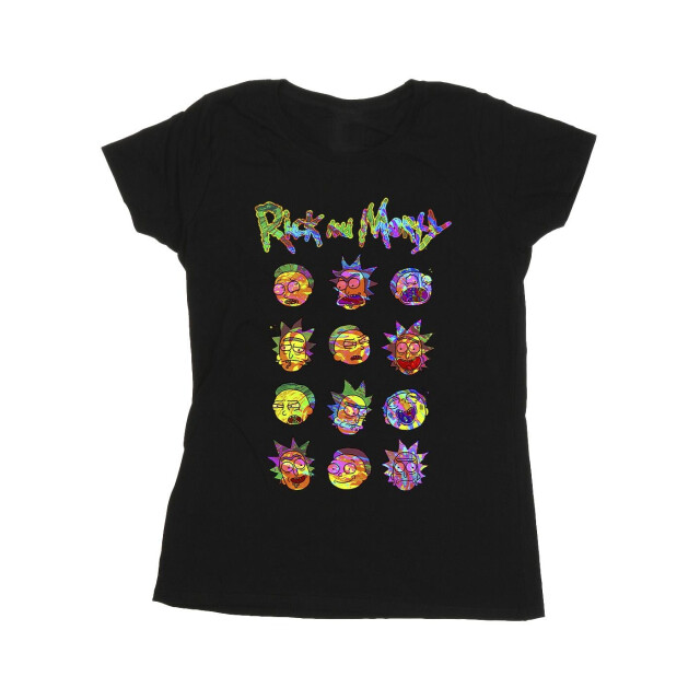 Li-cense Rick and morty dames tie dye gezichten katoenen t-shirt UTBI37991_black large