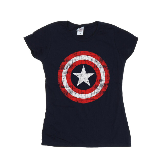 Li-cense Marvel dames avengers captain america gekrast schild katoenen t-shirt UTBI3797_navyblue large
