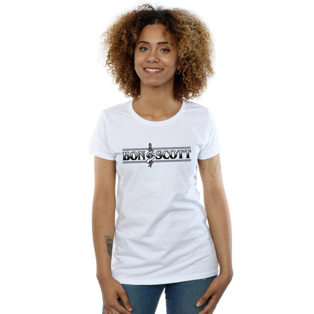 Li-cense Bon scott dames bemguit grime katoenen t-shirt UTBI37751_white large