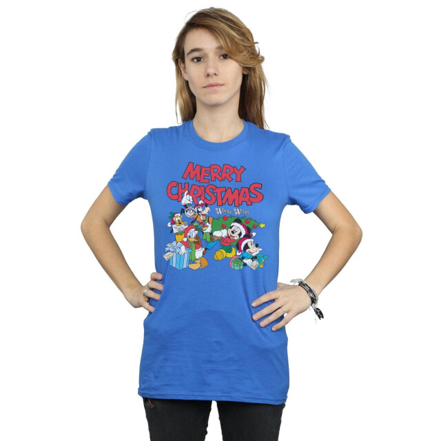 Li-cense Disney dames mickey and friends winter wishes cotton boyfriend t-shirt UTBI37709_royalblue large