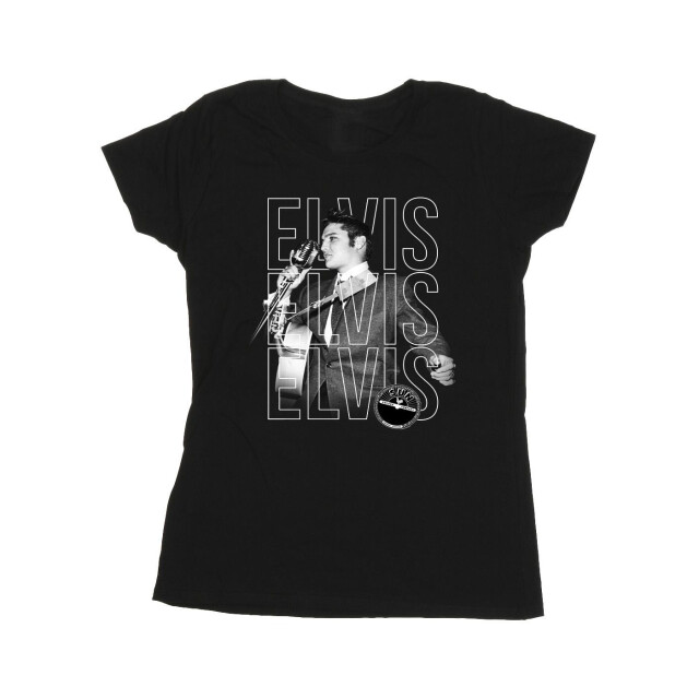 Li-cense Elvis dames drievoudig logo portret katoenen t-shirt UTBI37844_black large