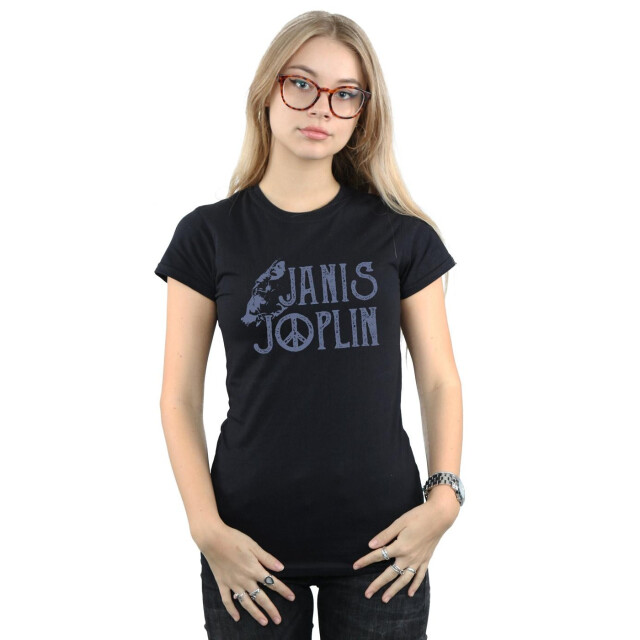 Li-cense Janis joplin dames type logo katoenen t-shirt UTBI37639_black large