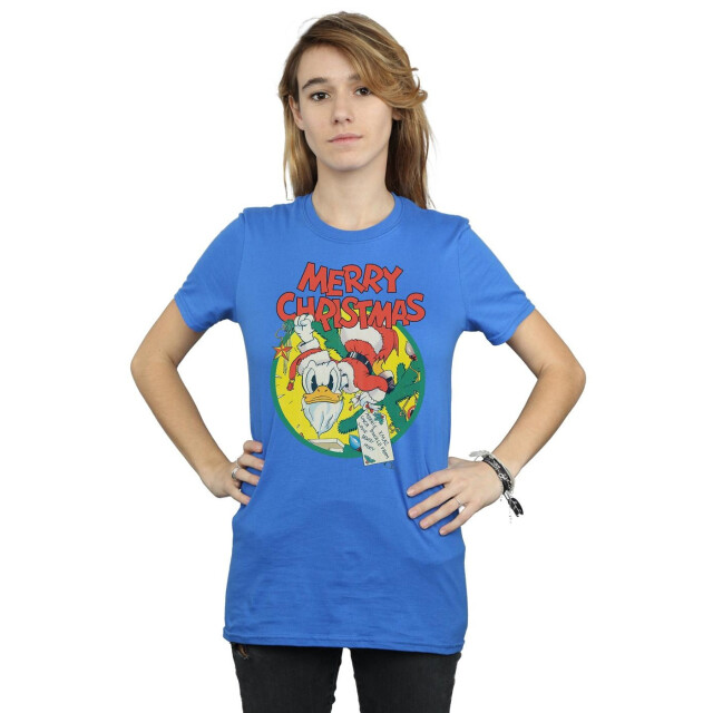 Li-cense Disney dames donald duck vrolijk kerstfeest katoenen vriendje t-shirt UTBI37684_royalblue large