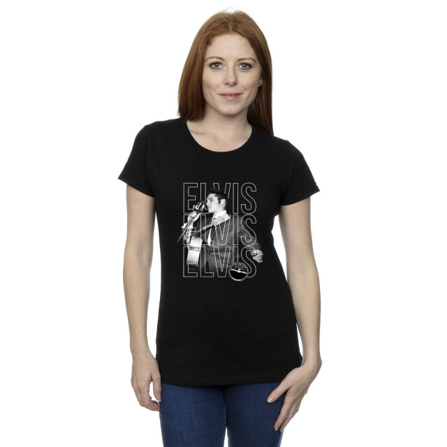 Li-cense Elvis dames drievoudig logo portret katoenen t-shirt UTBI37844_black large