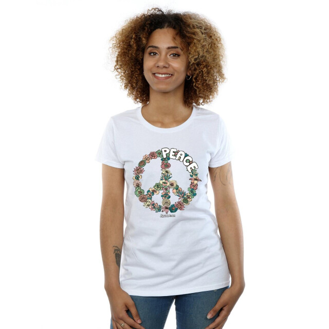 Li-cense Woodstock dames bloemen vrede katoenen t-shirt UTBI37417_white large