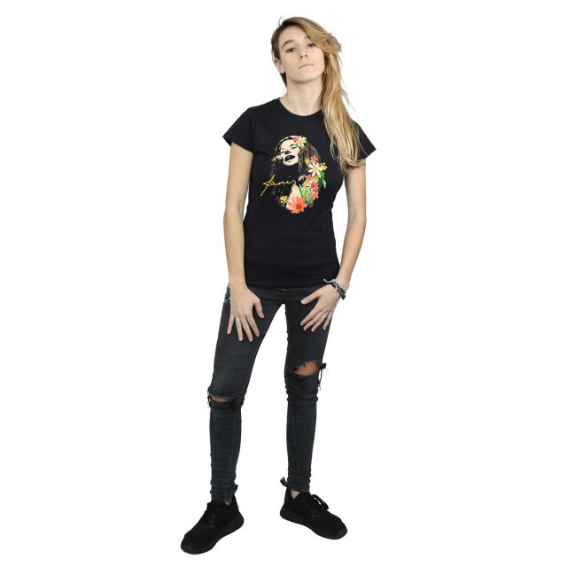 Li-cense Janis joplin dames t-shirt katoen met bloemmotief UTBI37415_black large