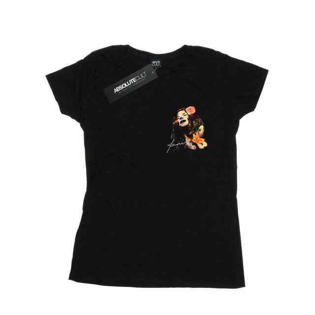 Li-cense Janis joplin dames bloemen faux pocket katoenen t-shirt UTBI37416_black large