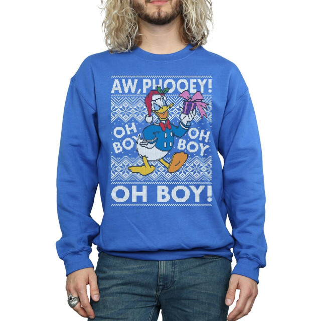 Li-cense Disney heren donald duck kerst fair isle sweatshirt UTBI37355_royalblue large