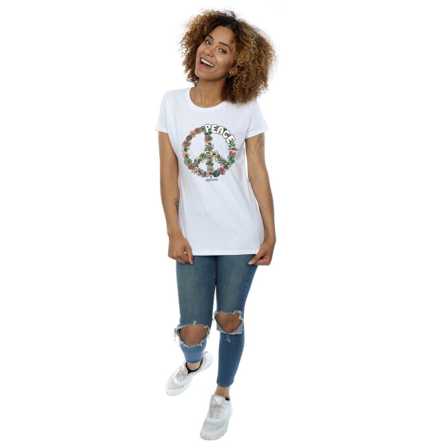 Li-cense Woodstock dames bloemen vrede katoenen t-shirt UTBI37417_white large