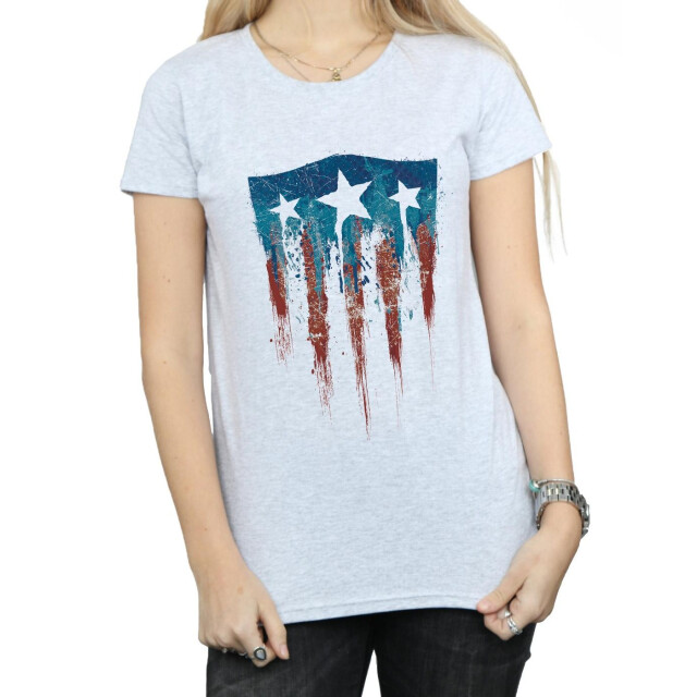 Li-cense Marvel dames captain america vlag schild katoenen t-shirt UTBI3731_sportsgrey large