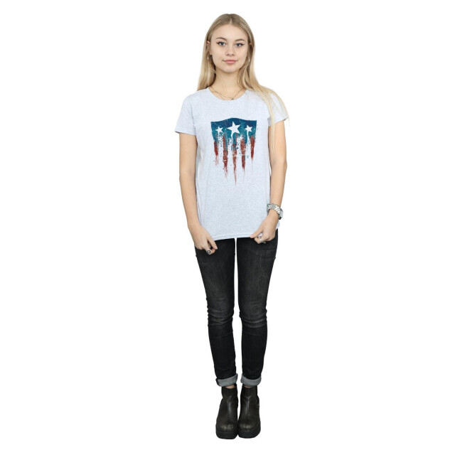 Li-cense Marvel dames captain america vlag schild katoenen t-shirt UTBI3731_sportsgrey large