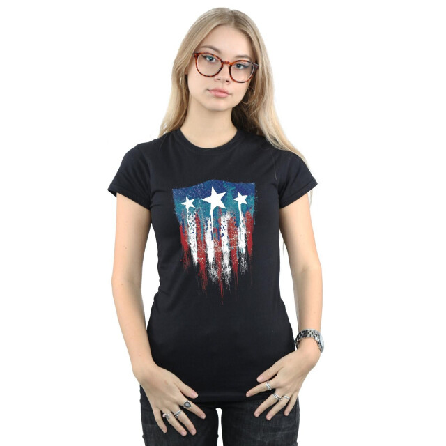 Li-cense Marvel dames captain america vlag schild katoenen t-shirt UTBI3731_black large