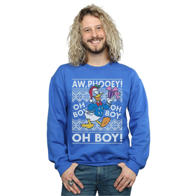 Li-cense Disney heren donald duck kerst fair isle sweatshirt UTBI37355_royalblue large