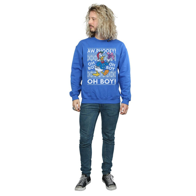 Li-cense Disney heren donald duck kerst fair isle sweatshirt UTBI37355_royalblue large