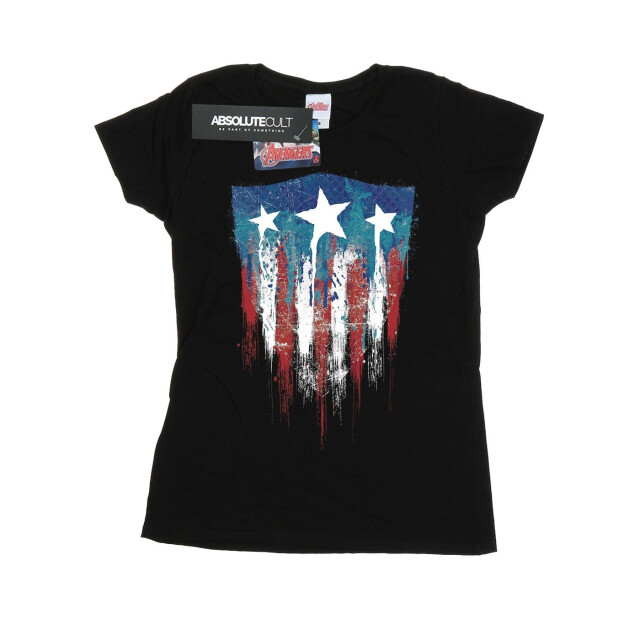 Li-cense Marvel dames captain america vlag schild katoenen t-shirt UTBI3731_black large