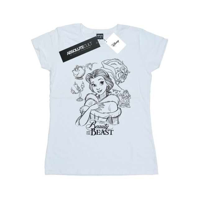 Li-cense Disney dames beauty and the beast collage schets katoenen t-shirt UTBI37266_white large