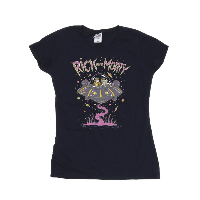 Li-cense Rick and morty dames roze ruimteschip katoenen t-shirt UTBI37990_navyblue large