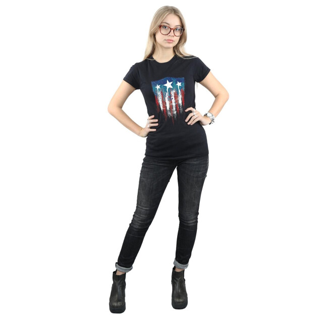 Li-cense Marvel dames captain america vlag schild katoenen t-shirt UTBI3731_black large