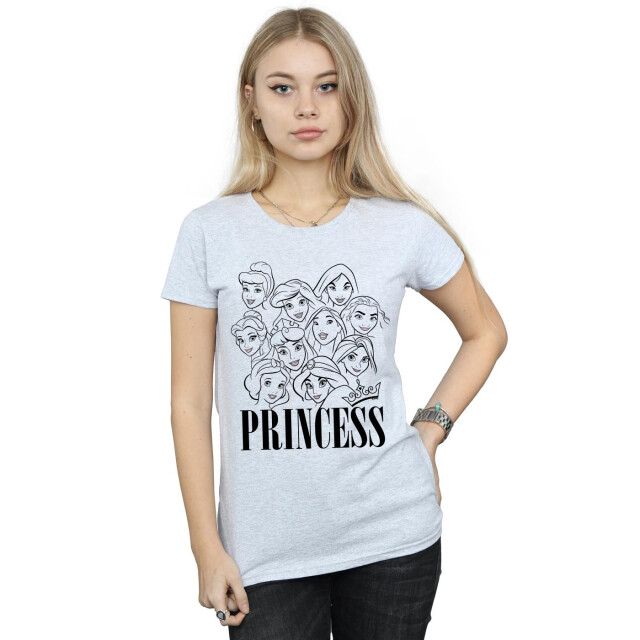Li-cense Disney dames prinses multi faces katoenen t-shirt UTBI37291_sportsgrey large
