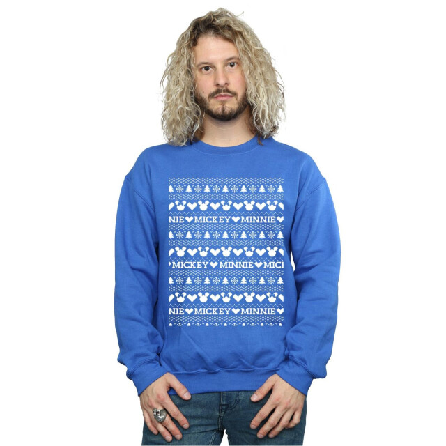 Li-cense Disney heren mickey en minnie kerst fair isle sweatshirt UTBI37298_royalblue large