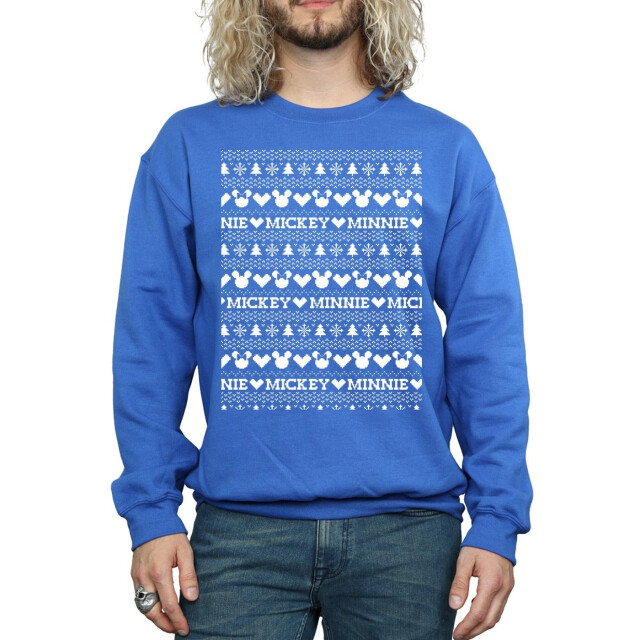 Li-cense Disney heren mickey en minnie kerst fair isle sweatshirt UTBI37298_royalblue large