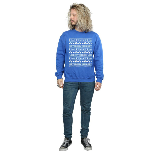 Li-cense Disney heren mickey en minnie kerst fair isle sweatshirt UTBI37298_royalblue large