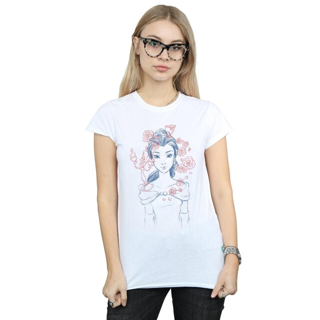 Li-cense Disney dames belle lumiere schets katoenen t-shirt UTBI37268_white large