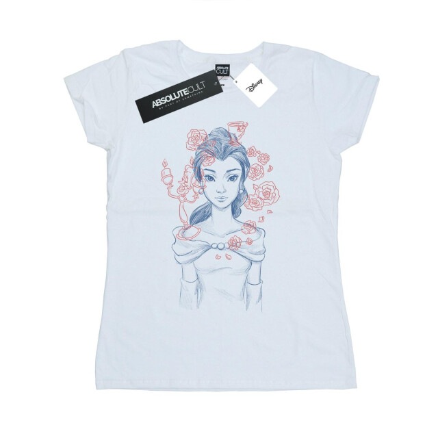 Li-cense Disney dames belle lumiere schets katoenen t-shirt UTBI37268_white large