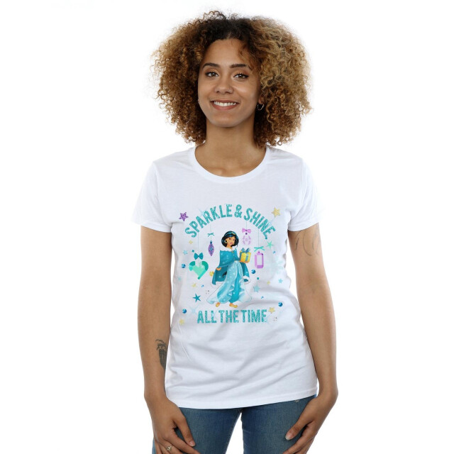 Li-cense Disney dames prinses jasmine fonkeling en glans katoenen t-shirt UTBI37200_white large