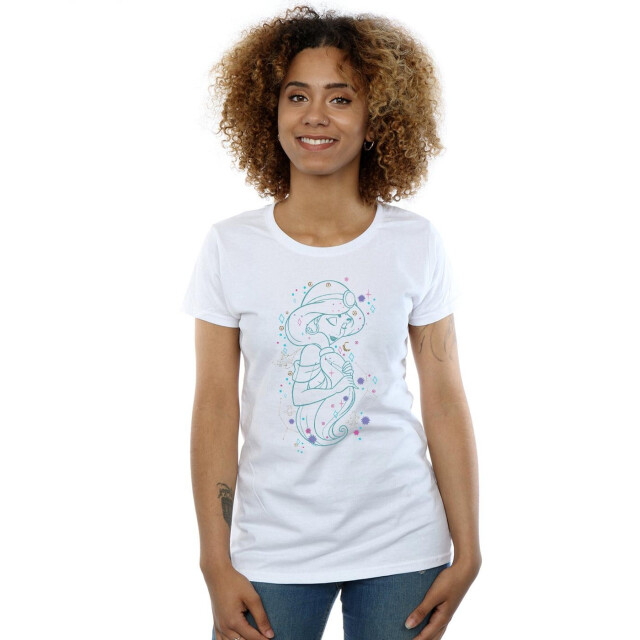 Li-cense Disney dames aladdin prinses jasmine geschreven in de sterren katoenen t-shirt UTBI37176_white large